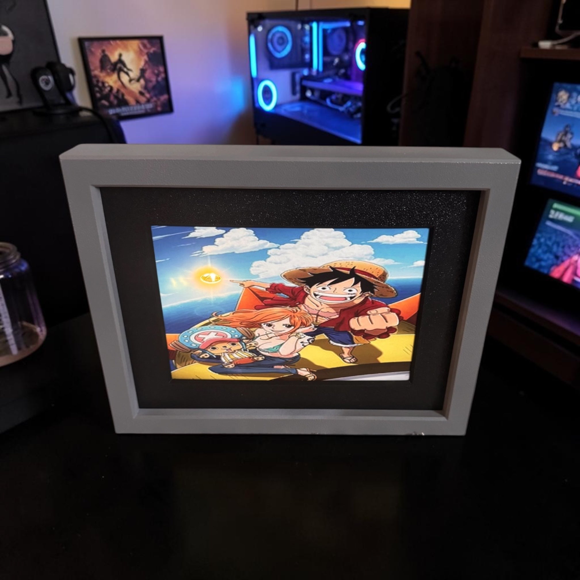 3D printed shadow box with 3D inked art