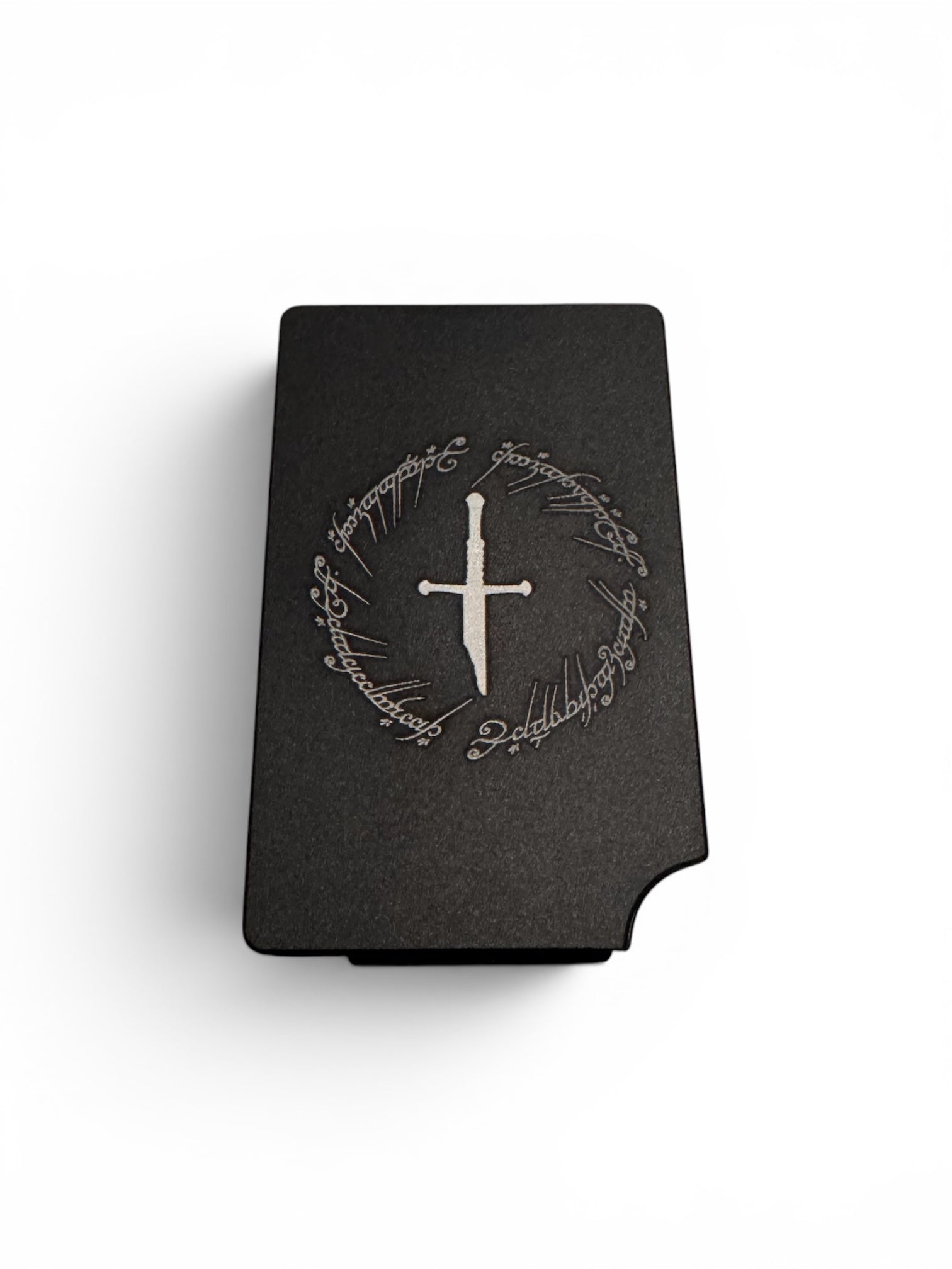 Engraved aluminum wallet with belt clip