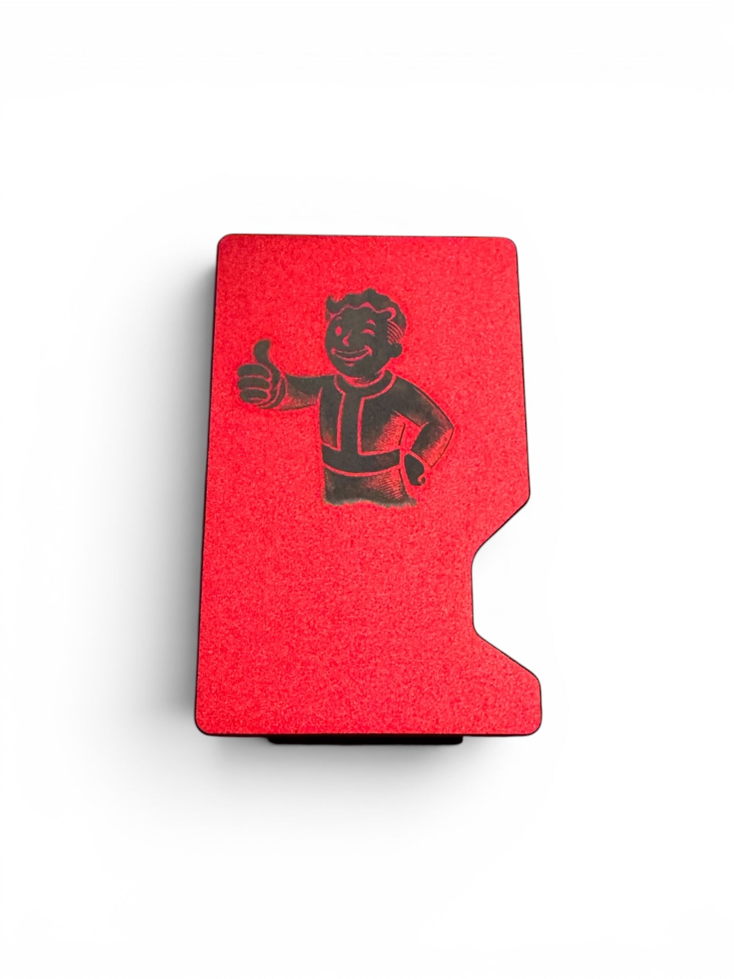 Engraved aluminum wallet with belt clip