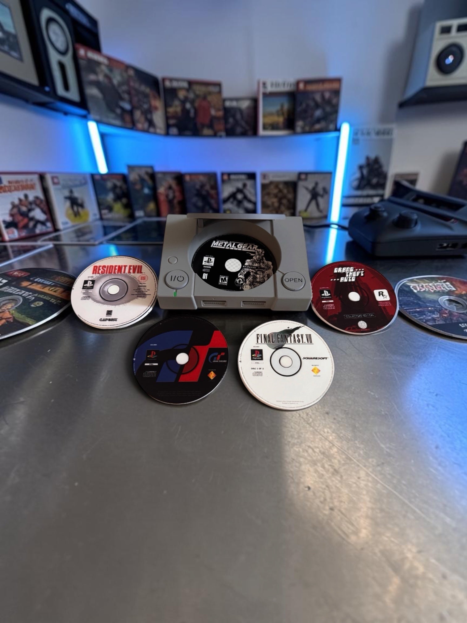 3D printed PS1 coaster holder with set of 5 3D inked coasters