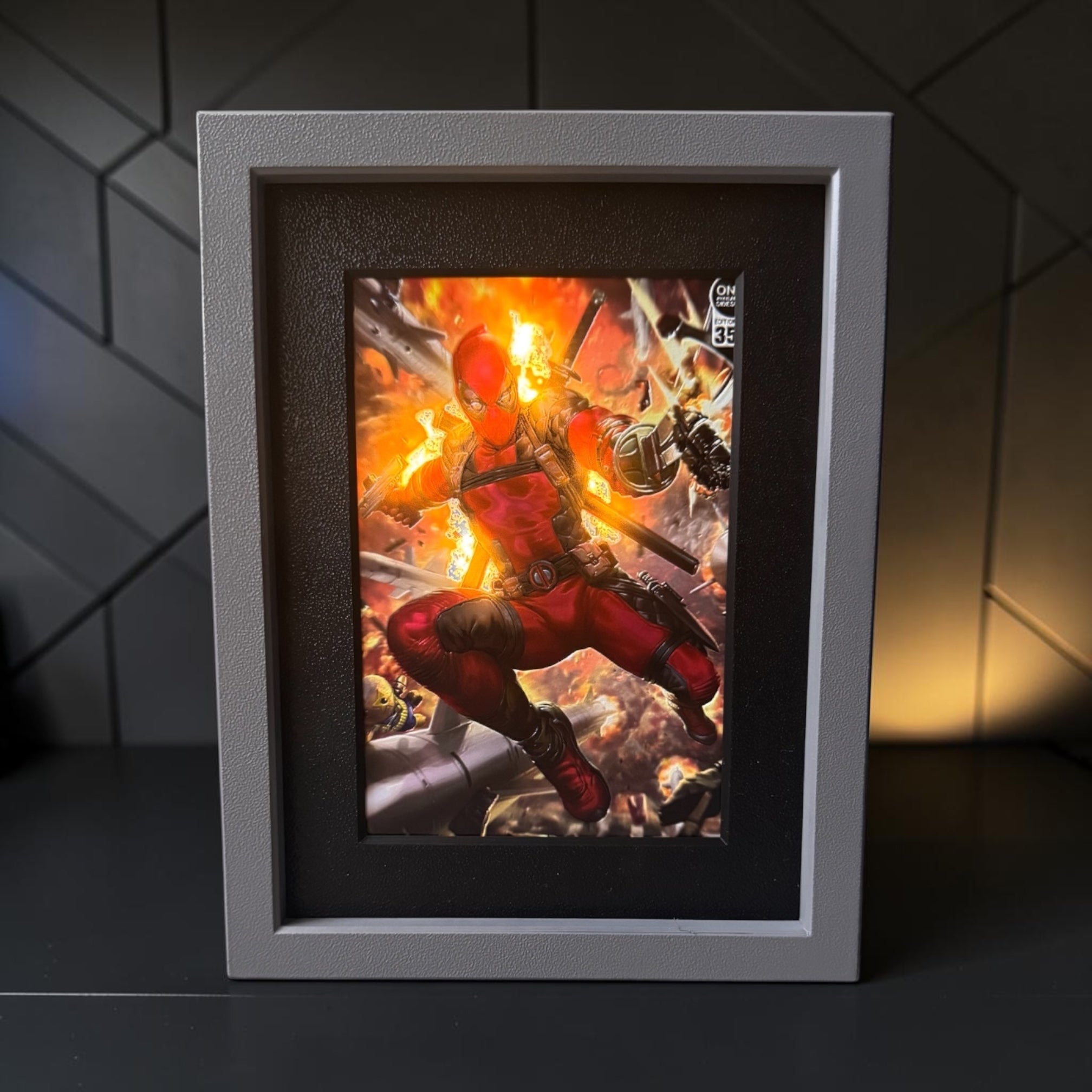 3D printed shadow box with 3D inked art